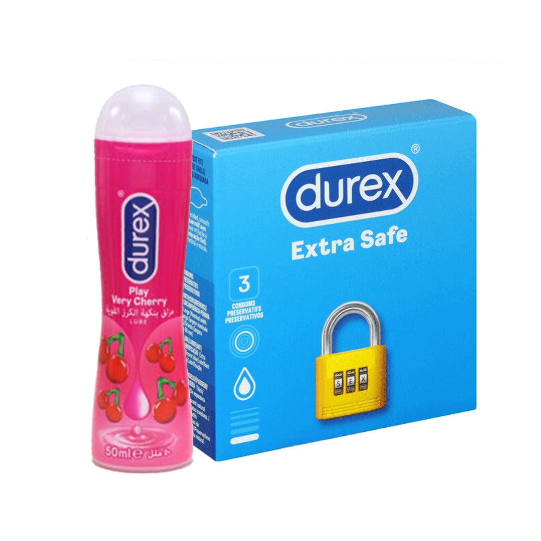 Combo Durex Extra Safe + Durex Play Very Cherry 50ml